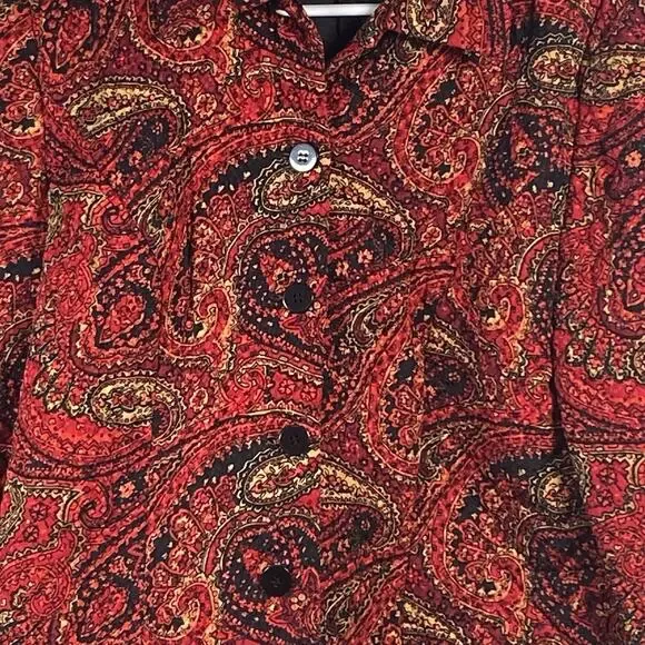 Vintage Maggy L Jacket Women's Size 6 100% Silk Paisley Red Cropped - Picture 3 of 4